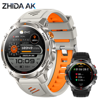 HT37 Smartwatch mit BT-Anruf, GPS-Sportverfolgung, Taschenlampe, Kompass, Höhenmesser, Outdoor-Sportuhr, 3ATM Wasserdicht, für Herren, Android iOS