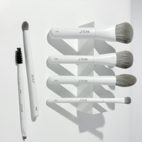 Ensemble de 12 pinceaux de maquillage blanc mat, étiquette privée, couleur personnalisée, poils synthétiques, pinceau plat, fond de teint, anticernes, poudre