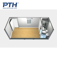 PTH Maison conteneur modulaire portable et étanche de 20 pieds, unité de logement préfabriquée pour camp de travail, dortoir et école