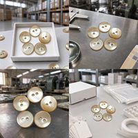 Boutons en coquille de haute qualité, ronds, en coquille naturelle de Trocas, avec 2 trous pour chemises, pulls, manteaux
