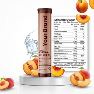 Comprimés effervescents de glutathion liposomal saveur pêche, antioxydant, détoxifiant, éclaircissant pour la peau, soutien immunitaire, paquet de 20 comprimés - Product Image 3