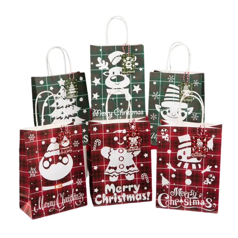Christmas Tote Bag For Candy Cookies Nougat Gift Packaging Pouch New Year Xmas Party Gift Paper Bag