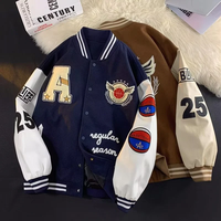 Veste de basket-ball universitaire à col côtelé à rayures personnalisées manteaux bombardier Letterman en cuir brodé de chenille vestes pour hommes