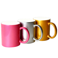 Tasses en céramique personnalisables 11oz, vierges, avec grandes poignées, pour sublimation et impression à paillettes, compatibles micro-ondes et lave-vaisselle