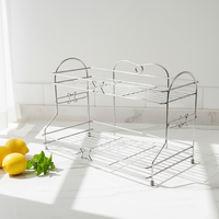 304 acier inoxydable Double couche bol de rangement support cuisine Organisation métal vidange étagère assaisonnement plats étagère de rangement Double