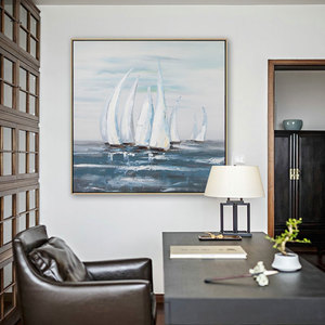 Arte Moderna Met <span class=keywords><strong>Art</strong></span> Cina, Dipinto Colorato di Nave sul Mare Blu, Bellissima Opera Astratta su Tela per Decorazione Domestica - Product Image 3