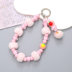 Ciondolo a catena con fiore in lana e perline, alla moda, autunno inverno, piccolo regalo, braccialetto, charm per borsa <span class=keywords><strong>o</strong></span> portafoglio - Product Image 2