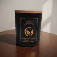 Witoyou Groothandel Op Maat Gemaakte Sojawas Private Label Matte Zwarte Pot Geurende Kaarsen Cadeau met Houten Deksel Luxe Premium Decoratief 230g