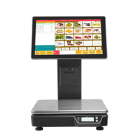 Sistema de Punto de Venta Todo en Uno con Pantalla Táctil Doble, Báscula Eléctrica, Caja Registradora, Compatible con Windows/Android, Capacidad de 15-30 kg
