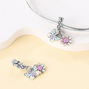 Fashion <strong>Charms</strong> DIY Women's Bracelet Jewelry Accessories Copper Silver Plated Explosive Daisy Sunflower Tulip Bead Zircon - Product Image 3