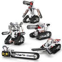 Set Mainan Robot Blok Bangunan Kontrol Jarak Jauh Multi Variabel 5-in-1, Model Pemrograman, Plastik, Dapat Disesuaikan, Usia 5 hingga 7 Tahun