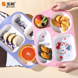 Wuhe Childrens Cartoon Divided Plate Food Grade Drop Proof Rectangle For Kids Meal - Product Image 5