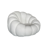 Fauteuil de loisirs HLM48 en tissu bouclé blanc nordique de qualité supérieure, canapé rond pivotant, chaise citrouille pour salon et chambre à coucher, ensembles de canapés