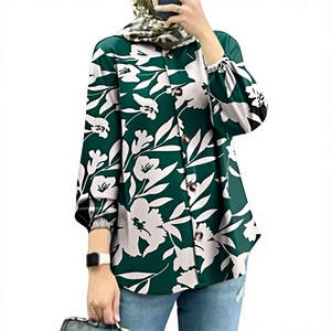 Auf Lager: Grenzüberschreitend für Malaysia 2025 – Neue Damen-Frühlingsbluse aus Polyester mit modischen Puffärmeln und Blumenmuster - Product Image 1