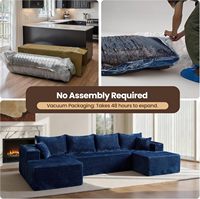 Canapé modulaire en velours côtelé rayé bleu marine de haute qualité Qibao, double chaise longue en U, moderne, rembourré en éponge, pour salon et école
