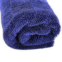 Serviette de séchage en microfibre à boucle torsadée sans bord 1200 g/m² de marque privée de qualité coréenne pour le séchage de la voiture