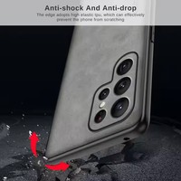 Coque Pare-Chocs Anti-Choc de Luxe en Cuir PU pour Téléphones Portables Samsung S25 S24 Ultra S23 S22 Plus
