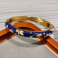 Bracelet jonc vintage ethnique en émail cloisonné coloré à effet goutte d'huile, avec fermoir à pression en alliage plaqué or, bijoux pour femme, cadeau