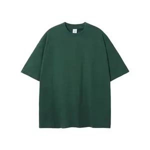 Camisetas oversize de manga corta para hombre, camisa sin contracción, diseño personalizado, logo, lavado, acanalado, cuello falso, color negro