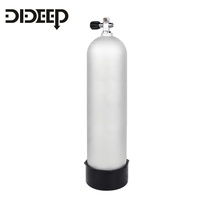 Bouteille de plongée DIDEEP blanche haute pression 200 bars 6L en aluminium pour air/oxygène, montage latéral, avec valve gauche, pour usage unisexe