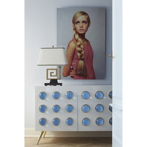 Jonathan Adler GLOBO CABINET <span class=keywords><strong>Bianco</strong></span> <span class=keywords><strong>Laccato</strong></span> Lucido con Sfera Rotonda in Acrilico Blu Base in Metallo Dorato Credenza per <span class=keywords><strong>Soggiorno</strong></span> - Product Image 6