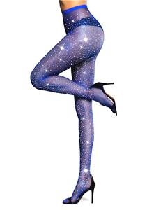 Collant a Rete Termici Trasparenti Lucidi da Donna con Design Multicolore di Strass - Product Image 4
