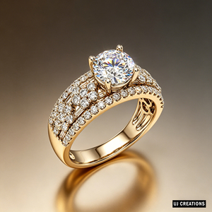Custom S925/10K/14K/18K Solid Gold 1.0 Karat Round Lab Grown Brilliant Cut Diamond Wedding <b>Ring</b> VVS-VS Quality - Product Image 3