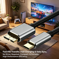 Kabel USB C ke Micro B 3.0 5Gbps Transfer Data Kecepatan Tinggi 5V 3A Kabel Pengisian Daya dengan Silikon untuk Hard Drive Eksternal