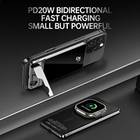 Banco de Energía de 20W 3 en 1, Cargador Inalámbrico Magnético de 15W, Soporte para Teléfono, Estación de Carga PD3.0 de 10000mah para Teléfono, Reloj y Auriculares