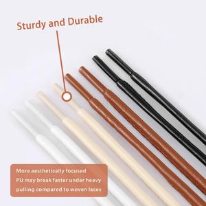 Durable PU <b>Leather</b> Round Shoelaces <b>for</b> Sneakers <b>Boots</b>, Heavy Duty <b>Waterproof</b> Laces Long Lasting Strong Shoe Strings - Product Image 3