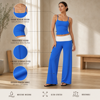 Ensemble de yoga 2 pièces personnalisé pour femme, coupe ajustée extensible, blocs de couleur, taille haute, séchage rapide, populaire pour le fitness et l'entraînement en salle de sport