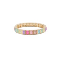 Bracelet jonc empilable tendance en émail diamant carré cristal moka, best-seller