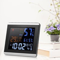 Reloj Despertador Digital LCD Electrónico para Interiores, Estación Meteorológica con Retroiluminación, Temperatura Máxima/Mínima, Higrómetro, para Hogar, Oficina, Sala de Estar