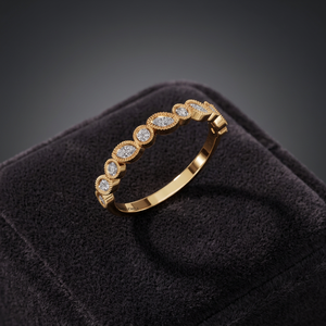 Bague de fiançailles et de mariage demi-éternité classique en diamant de laboratoire rond pour femme, or 10K 14K 18K, argent 925 935 plaqué rhodium - Product Image 1