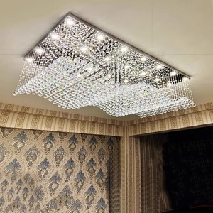 Factory Custom Large Modern Linear Crystal Chandelier Ceiling <strong>Light</strong> for Hotel Lobby Banquet Hall Commercial Project - Product Image 4