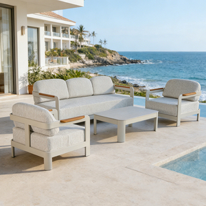 Set di Mobili da Giardino Commerciali per Tutte le Stagioni, Set <span class=keywords><strong>Divano</strong></span> da Giardino Impermeabile di Colore Bianco - Product Image 2