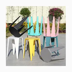 [MOJIA] كرسي مرتفع يمكن رصه فوق غيره من البولي بروبلين بتصميم بسيط لغرفة المعيشة كرسي مستدير الرقبة من البلاستيك أثاث منزلي يحظى بشعبية ملونة