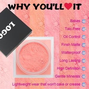 Poudre de blush minérale 15g, longue tenue, imperméable, contrôle du sébum, éclaircissant, fini naturel pour les peaux claires - Product Image 4