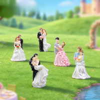 Figurines de couple créatives en micro-paysage, robe de mariée rose, accessoires de décoration DIY pour maison de poupée, mini ornements de bureau