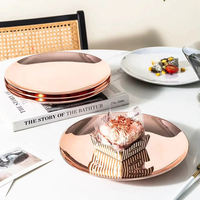 OEM Klantlogo Porseleinen 10,5 Inch Rosegouden Keramische Bruiloft Charger Plate Dessert Fruit Serveerschaal Cadeaubox