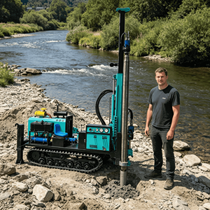 Foreuse à chenilles portable haute performance à <span class=keywords><strong>moteur</strong></span> diesel pour le forage de puits peu profonds et les travaux de géologie - Product Image 1