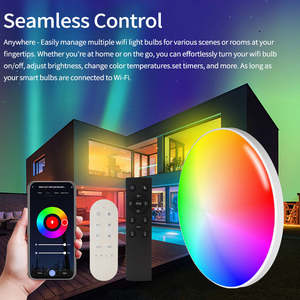 Plafonnier LED intelligent Tuya <span class=keywords><strong>WiFi</strong></span> RGB à intensité variable 24W AC85-265V compatible avec Alexa Google Home, synchronisation musicale, <span class=keywords><strong>lampe</strong></span> d'intérieur moderne CE RoHS - Product Image 4