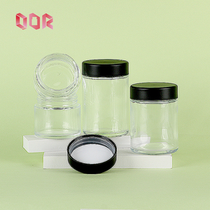 Bocaux en verre transparent avec couvercles en plastique noir, lot de 5, différentes tailles, pour le stockage, emballage en verre sodocalcique - Product Image 4