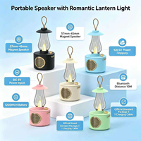 Lanterne de camping vintage avec haut-parleur 5W 1200mAh BT5.3, lampe rétro portable d'extérieur avec lumière LED colorée et autonomie de 3 à 5 heures