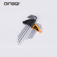 Kunci Allen Torx Hex DingQi 9PCS OEM Grosir Krom Ekstra Panjang Ujung Bulat Khusus Baja Paduan Khusus Dengan Lubang