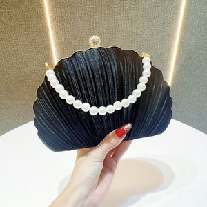 Fashion Shell Pleated Pearl <b>Clutch</b> Bag Women <b>Wedding</b> Evening bags Chain Shoulder Handbag Luxury Ladies party Evening Bag - Product Image 1