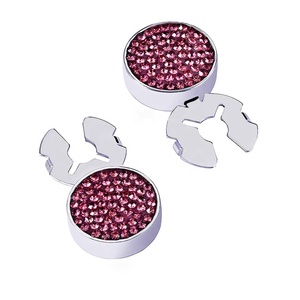 Starry sky full pink zircone silver BUTTON Cap Tuxedo Formal Shirt BUTTON COVER 17.5MM one pair - Product Image 1