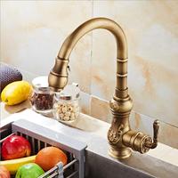 Robinet pivotant à 360 degrés, ancien bronze, robinet de cuisine de luxe avec pomme, un trou