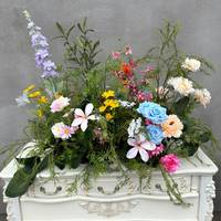 Chemin de table en fleurs artificielles bohèmes multicolores, style forêt, en soie, fait main, durable, pour décoration de mariage, toile de fond ou fenêtre