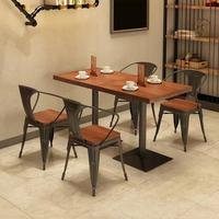 Petite table de restaurant carrée en bois massif avec cadre en métal de style industriel Offre Spéciale